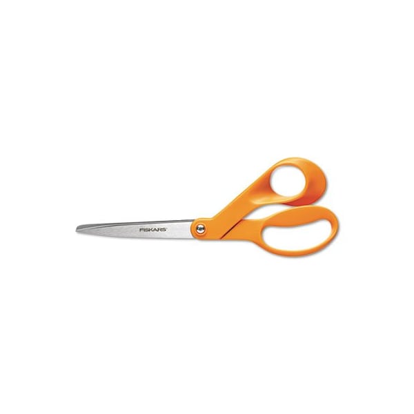 Fiskars Home And Office Scissors, 8in Long, 3.5in Cut Length, Orange Offset Handle 1945101052 - main